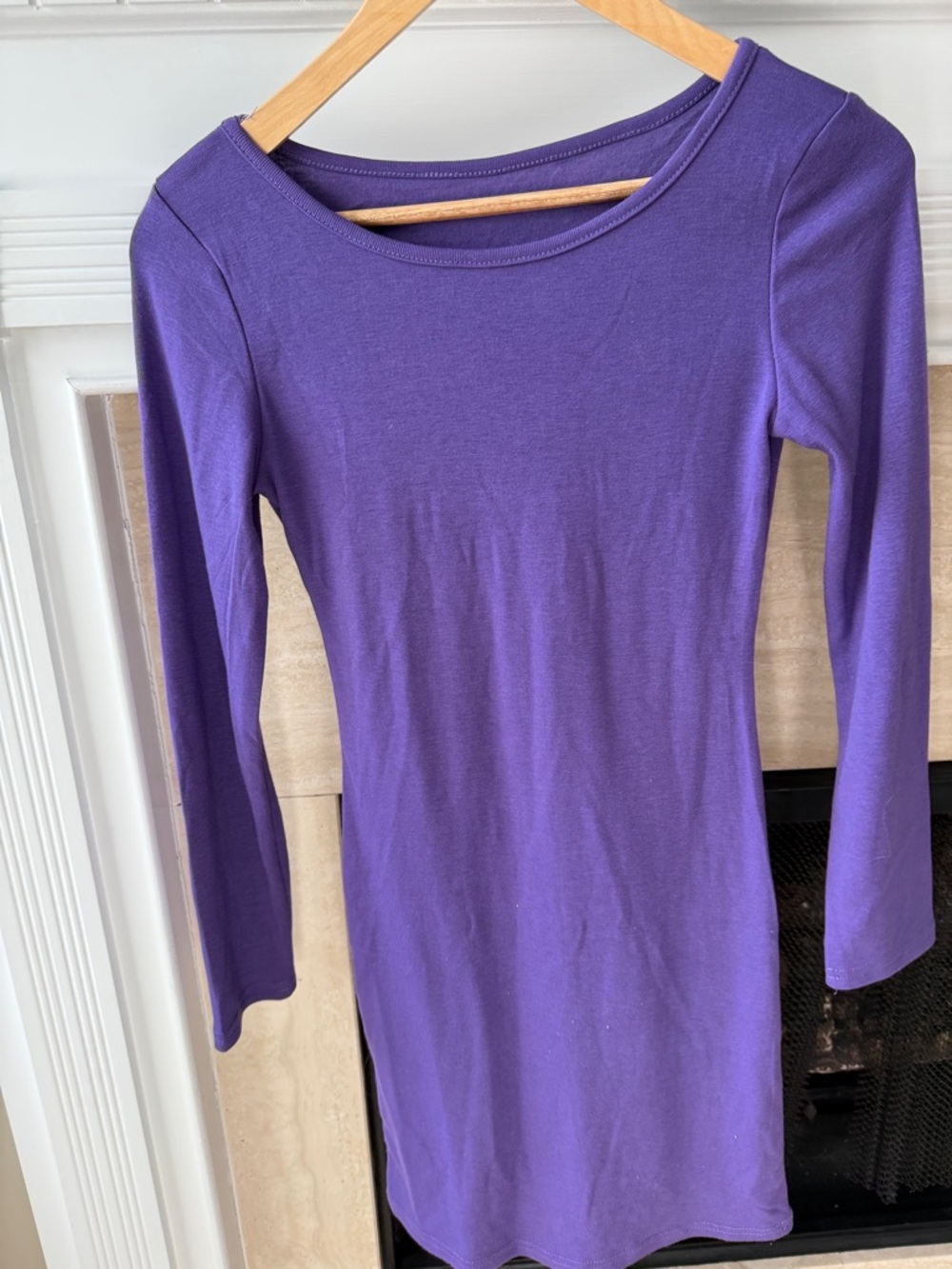 Purple Long Sleeve Scoop Neck Dress